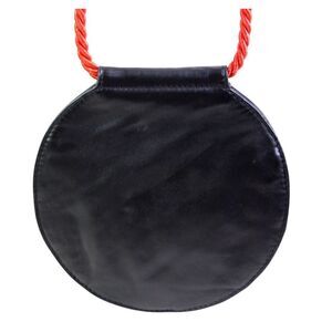 Free People BLACK REAL LEATHER RED CORD STRAP X-BODY SHOULDER BAG HANDBAG PURSE